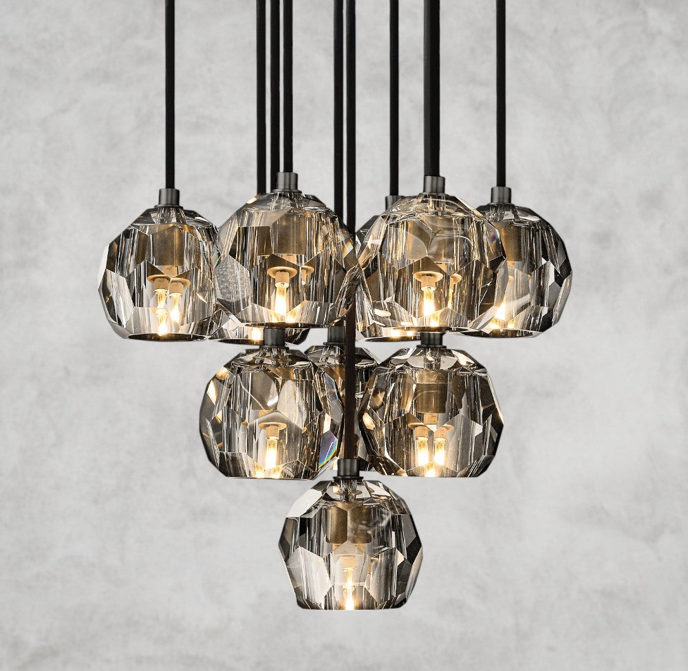 Boule De Cristal Clear/ Smoke Glass Round Cluster Chandelier 14", 19", 24", 30", 40"